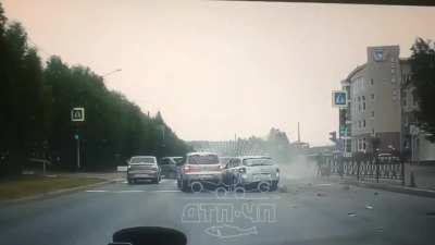 The driver was distracted by the phone.