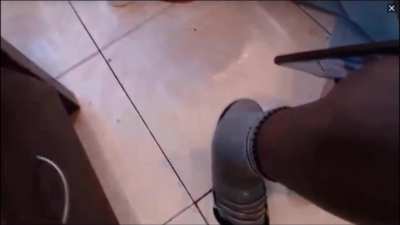 Dominant thick African woman shows her huge calves.