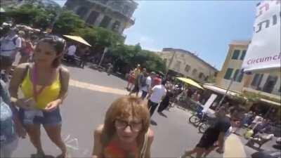 Angry woman confronts man protesting circumcision in Israel