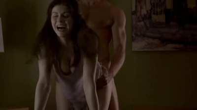 Alexandra Daddario's big tits jiggling as shes fucked on all fours