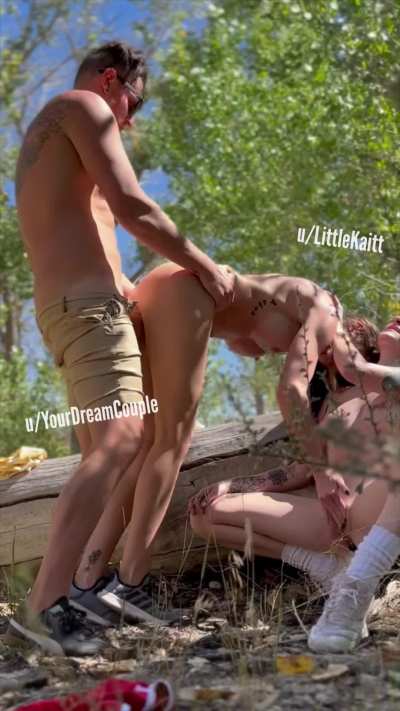 He happened upon a couple naughty nature nymphs