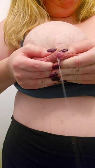 Big engorged tits overflowing with milk