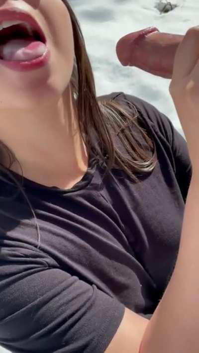 Taking mouthfuls with my sunglasses on 