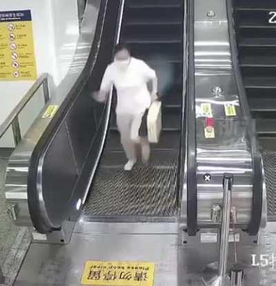 They used escalator as conveyor belt. It almost killed a woman.