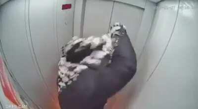 Accidentally setting yourself on fire in a lift