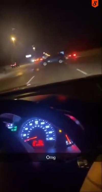 WCGW driving over a tire