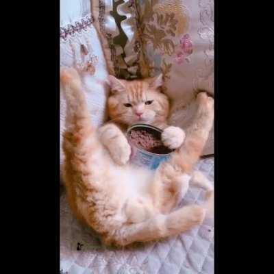 Yeah he like eating like that …