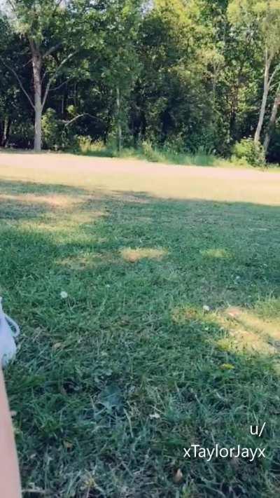 Chilling at the park in a micro bikini and guys kept looking over so I had a little touch [GIF]