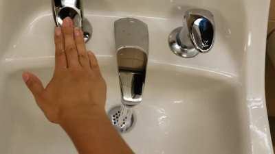 I have to wash one hand at a time in my school's bathroom