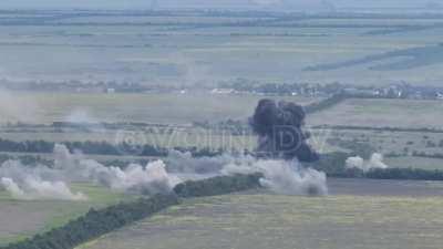 RU POV: The result of the work of the army aviation group [V] in the Orekhovskoye direction: broken Western armored vehicles.