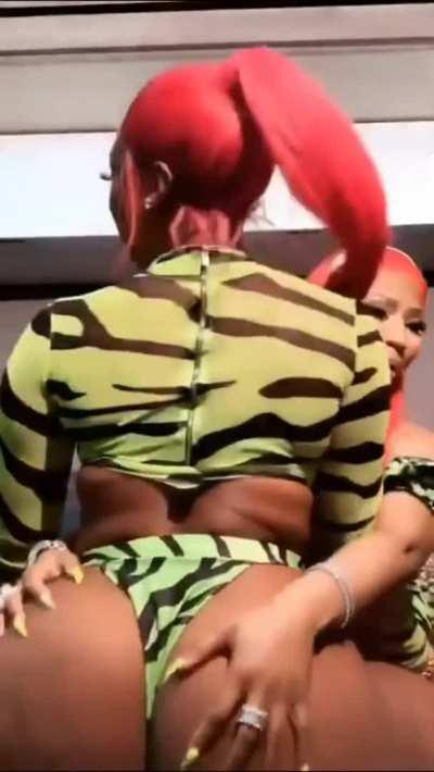 Megan Thee Stallion and Nicki Minaj having fun