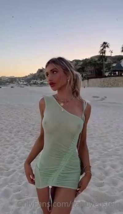 Gabby is at the beach