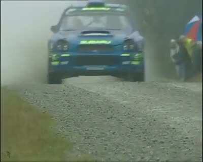 Richard Burns and his Impreza competing in the Welsh rally back in 2001.