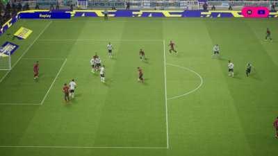 The first goal (and possibly) last goal I've conceded in Efootball (also why does the game run so badly when the graphics are shocking????)