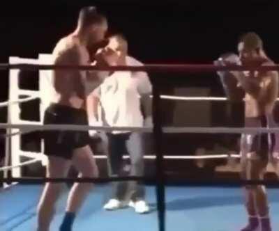 Flying Kick Knockout. Dude went down like a sack of potatoes