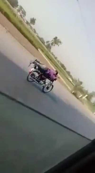 What could go wrong in a mere harmless highway bike stunt