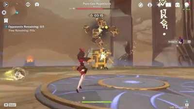 Genshin Impact - Pure Geo Hypostasis Amber Solo 4140 (300s, All Debuffs, No Damage)