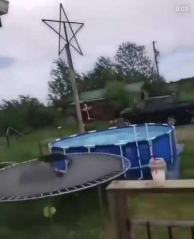 I painted some paper to look like a trampoline