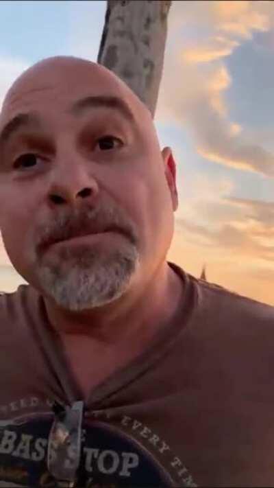 Man tries so provoke 19 year old to “touch me!”. Spits at her, threatens to run her over, soul leaves his body when she tells him he’s bald.