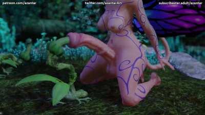 Butterfly girl docking plant penis