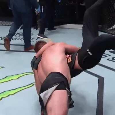 Fighter slams coach after winning