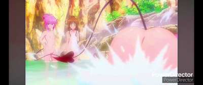 Momo and lala play sex in hot springs.