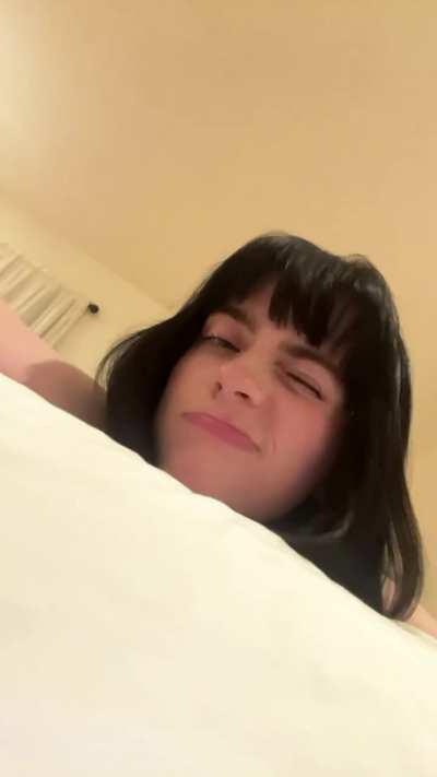 Naked Billie Eilish teases you in bed.