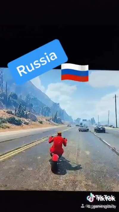How countries drive depicted by GTA5