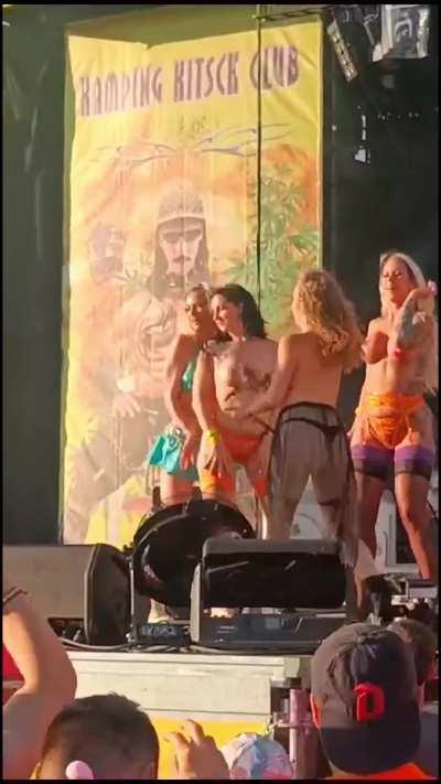 Kamp Kitsch Topless Foursome On Stage