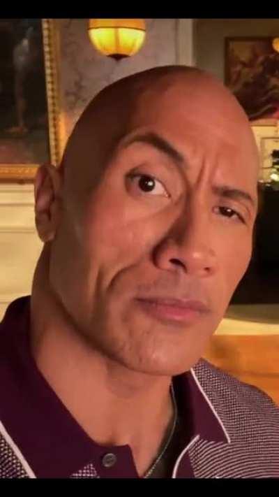 The rock says “perfect” then suddenly raises eyebrow to vine boom.