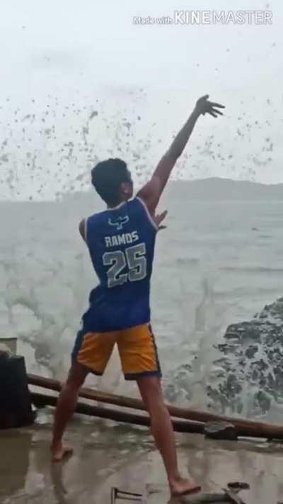 Water bending during a storm