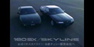 Nissan Skyline (R32) and 180SX Ad, Japan, 1989.