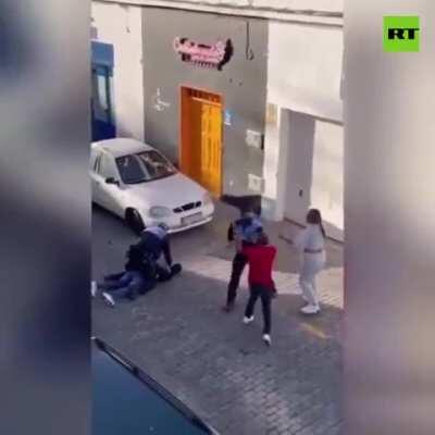 Police violence. Sucker punch at the end