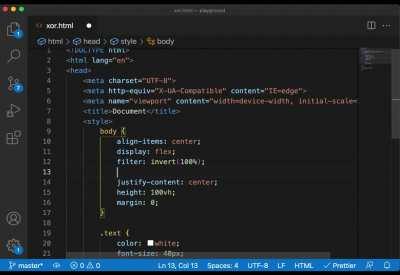 Here's how you create a B/W XOR-effect in CSS with filter: invert(100%); and mix-blend-mode: difference; from scratch in under 2min
