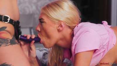 Spitroast with strap ons