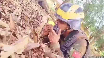 May 8, 2025- PDF 27th Brigade (rebel) footage of attacking the 598th Battalion base of the Tatmadaw (junta) in Bago Region, Myanmar (Burma) (music from source)