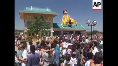 First McDonald's opens in South Africa, Johannesburg, 1995