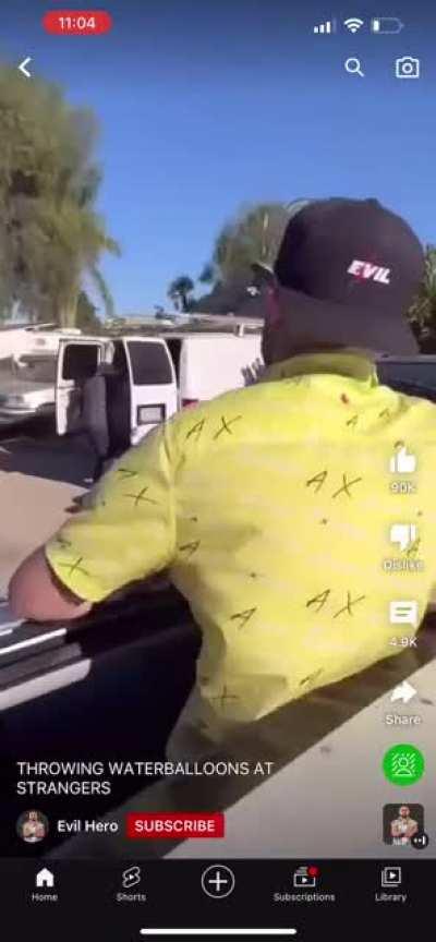 D Bag throwing water balloons at people