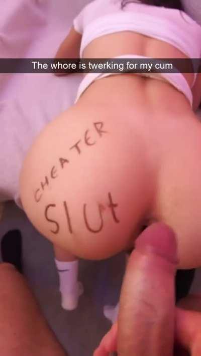 Your GF invited her ex over for some fun (2/4) he sent snaps of her acting like a whore to you and all his friends