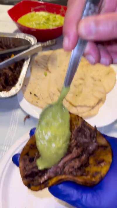 Beef tacos on a rainy night.