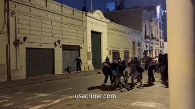 25 year old man shot in the head by police with a tear gas canister during protests in Lima, Peru