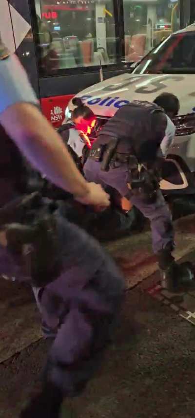 Man holds up the trams in Sydney Australia