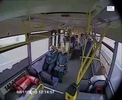 Crash so hard lady at the back with grey jacket just cloned herself