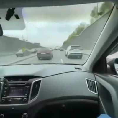 Crazy fast driving in traffic