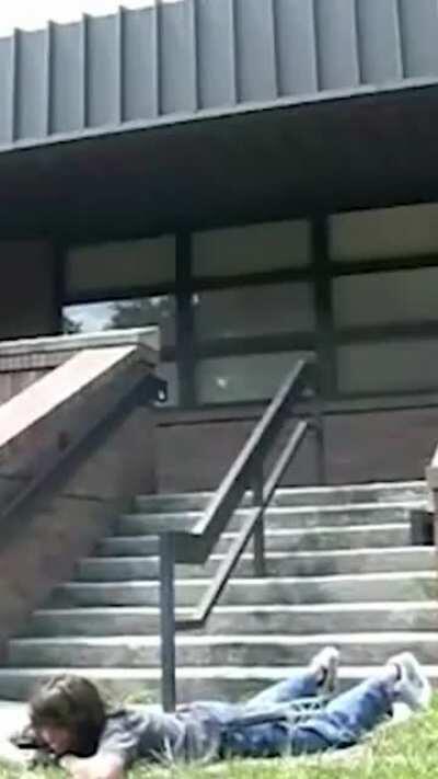 Pogo stunt without a helmet