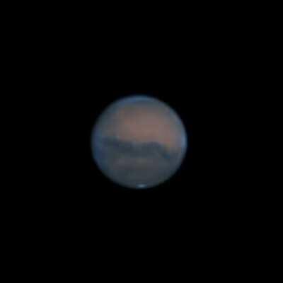 A timelapse of Mars rotating over 6 hours I took with my 10 inch Dobsonian during the 2020 opposition (GIF)