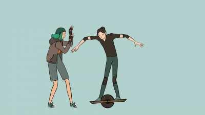 Eraser falling off a onewheel - animation (Dkettchen)