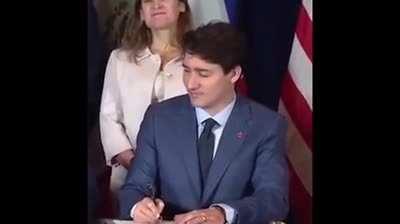 World leaders realizing Trump signed the wrong thing.