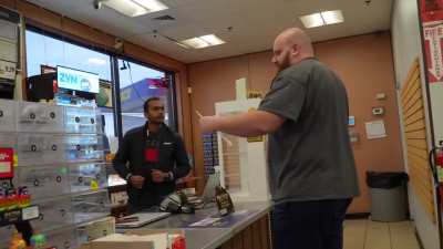 Obese man harasses people at their workplace