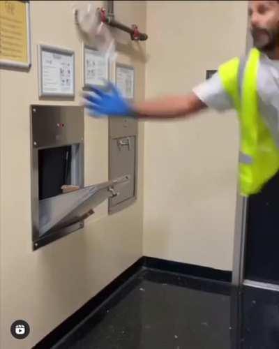 At throwing a bottle away.